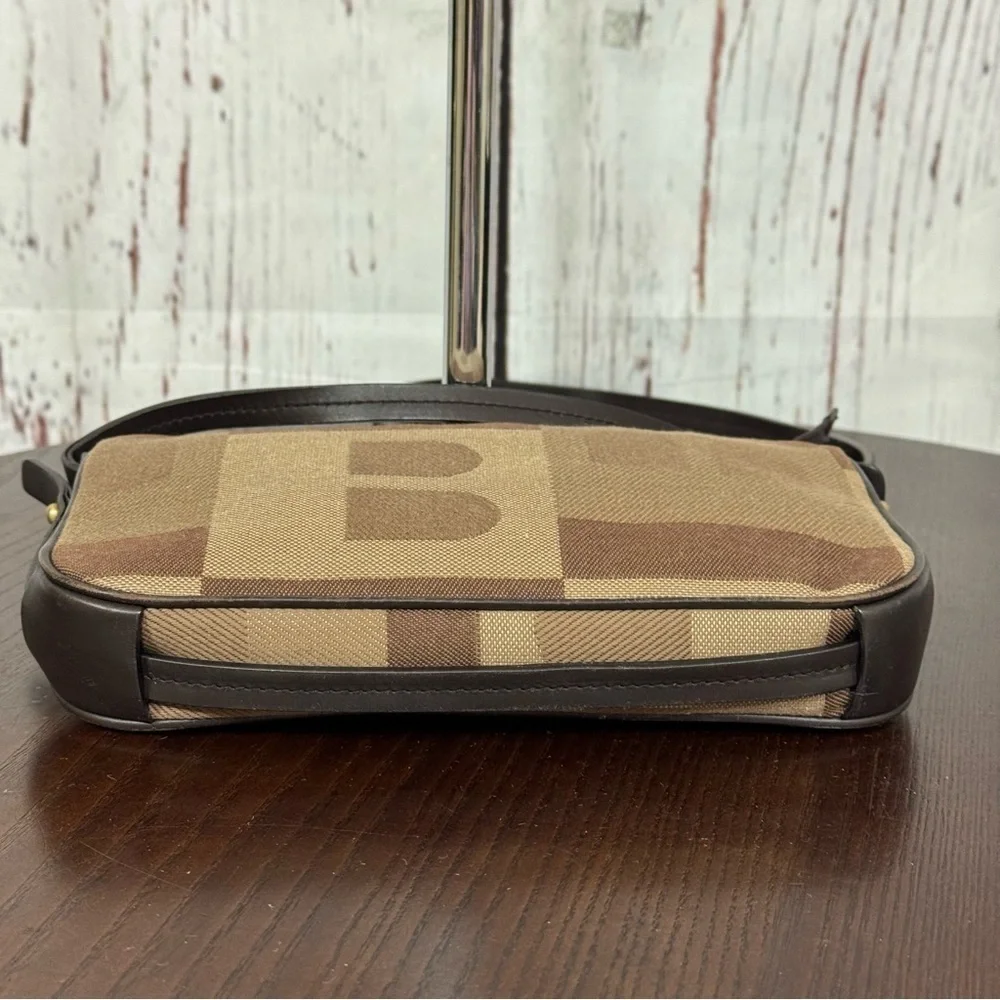 BALLY Monogram Brown textile & leather shoulder crossbody pochette mini Bag y2k